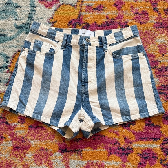 Current/Elliott Blue and White Striped Jean Shorts - Picture 3 of 9